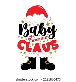 Baby Claus - funny decoation with Santa's hat ,candy cane and boots. Good for Baby clothes, greeting card, label, and other gifts design.