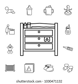 baby closet icon. Set of baby element. Premium quality graphic design. Signs, outline symbols collection, simple thin line icon for websites,  on white background