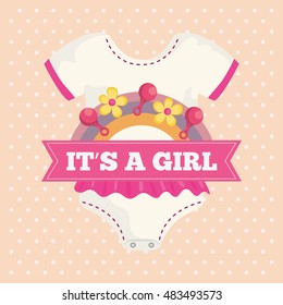 Baby cloth icon. Baby shower invitation card. Colorful design. Vector illustration