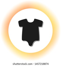Baby cloth illustration. Dark icon with shadow on the glowing circle button. Illustration.