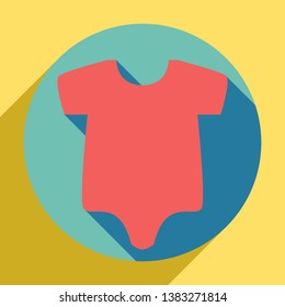 Baby cloth illustration. Sunset orange icon with llapis lazuli shadow inside medium aquamarine circle with different goldenrod shadow at royal yellow background.