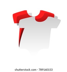 Baby cloth illustration. Vector. Detachable paper icon with red body stock. Isolated.