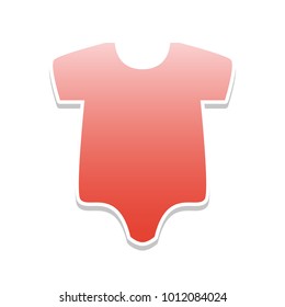 Baby cloth illustration. Vector. Reddish icon with white and gray shadow on white background. Isolated.