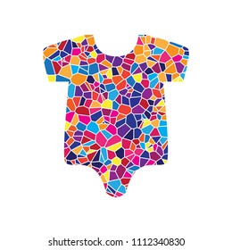 Baby cloth illustration. Vector. Stained glass icon on white background. Colorful polygons. Isolated.