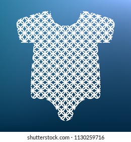 Baby cloth illustration. Vector. White textured icon at lapis lazuli gradient background.