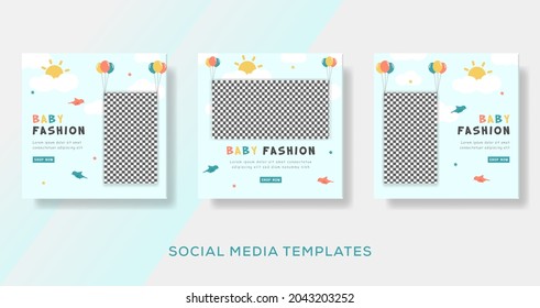 Baby Clothes Banner Template Social Media Post. Premium Vector