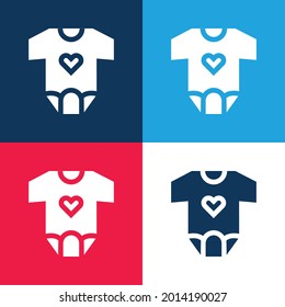 Baby Clothes blue and red four color minimal icon set