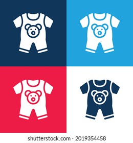 Baby Clothes blue and red four color minimal icon set