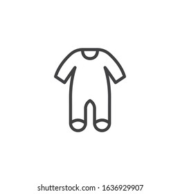 Baby clothes bodysuit line icon. Jumpsuit romper linear style sign for mobile concept and web design. Infant Romper outline vector icon. Symbol, logo illustration. Vector graphics