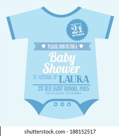 baby clothes baby boy shower invitation card template vector/illustration