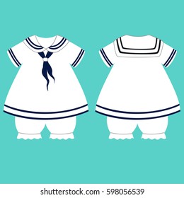 Baby clothes. For boys. The sailor's costume. Funny clothes. Vector illustration.