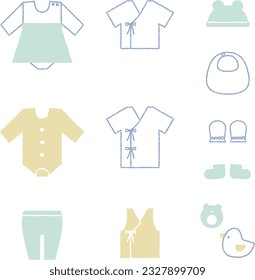 Baby clothes cute illustration material set