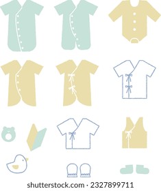 Baby clothes cute illustration material set