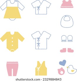 Baby clothes Cute illustration set material