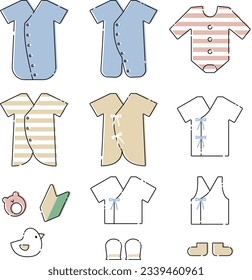 Baby clothes cute illustration set material