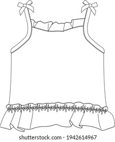Dibujo plano de la plantilla de diseño de ropa para bebés. Blusas para bebés