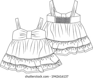Baby clothes design template flat sketch
