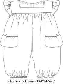 Baby clothes design template flat sketch