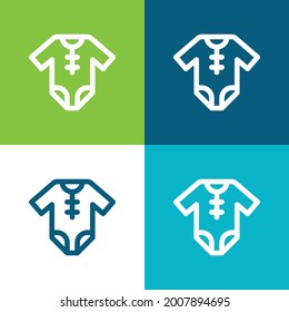 Baby Clothes Flat four color minimal icon set