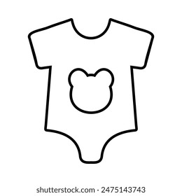 Baby clothes flat line icons set. Bodysuit, coverall, romper, buster suit, newborn nest, girl dress vector illustrations. Outline signs for children fashion store. 