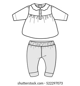 baby clothes flat sketch template isolated 