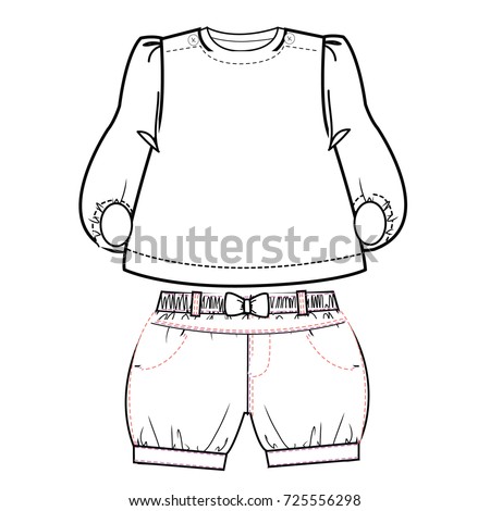 baby clothes flat sketch template isolated stock vector royalty