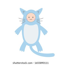 Baby in clothes in the form of a cat. Vector illustration.