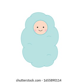 Baby in clothes in the form of a cloud. Vector illustration.
