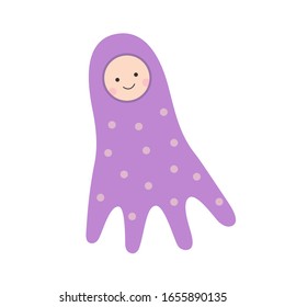 Baby in clothes in the form of an octopus. Vector illustration.