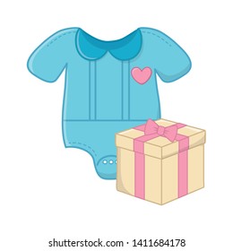 baby clothes and gift box