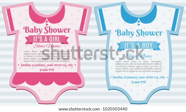 Baby Clothes Girl Boy Shower Invitation Stock Vector Royalty Free