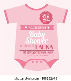 Baby Clothes Baby Girl Shower Invitation Card Template Vector/illustration