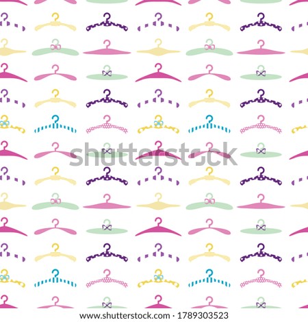 Baby Clothes Hanger Seamless Pattern. Child Clothes Rack Symbols Endless Background for Wrapping, Fabric, Packaging, Print
