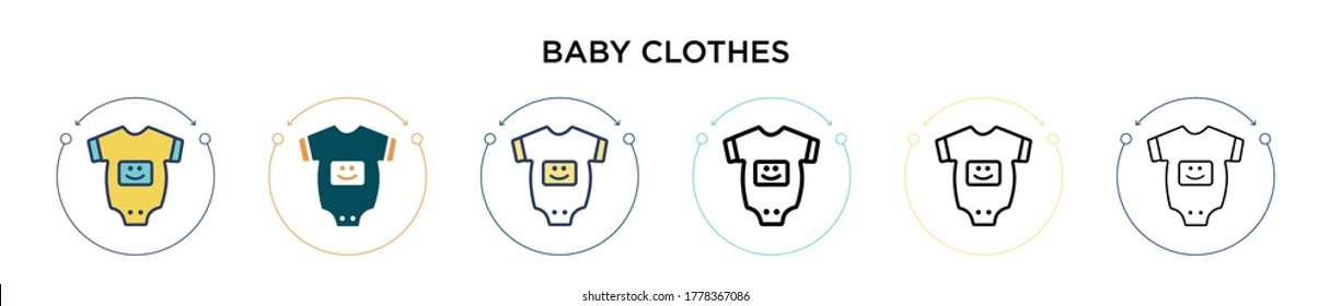 Baby clothes icon in filled, thin line, outline and stroke style. Vector illustration of two colored and black baby clothes vector icons designs can be used for mobile, ui, web