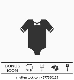 Baby clothes icon flat. Black pictogram on white background. Vector illustration symbol and bonus button