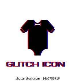 Baby clothes icon flat. Simple pictogram - Glitch effect. Vector illustration symbol
