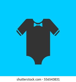 Baby clothes icon flat. Simple vector black pictogram on blue background