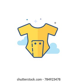 Baby clothes icon in outlined flat color style. Vector illustration.