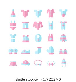 Baby Clothes icon set vector flat for website, mobile app, presentation, social media. Suitable for user interface and user experience.