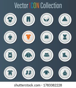 Baby clothes icon set for web sites and user interface