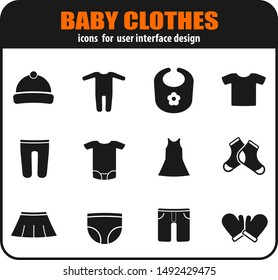 Baby clothes icon set for your design. vector icons