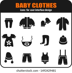 Baby clothes icon set for your design. vector icons