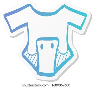 Baby clothes icon in sticker color style. Apparel newborn body suit piece toddler