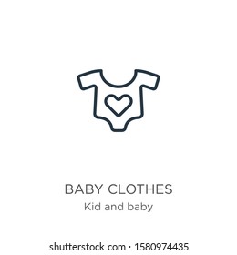 Baby clothes icon. Thin linear baby clothes outline icon isolated on white background from kid and baby collection. Line vector sign, symbol for web and mobile