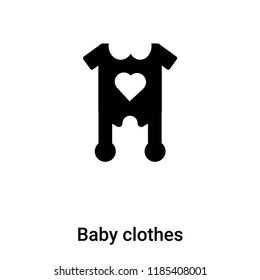 Baby clothes icon vector isolated on white background, logo concept of Baby clothes sign on transparent background, filled black symbol