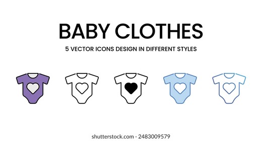 Baby Clothes icons vector set stock illustration.