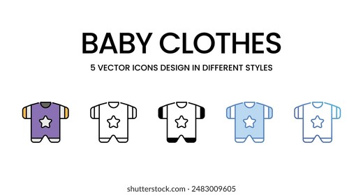 Baby Clothes icons vector set stock illustration.