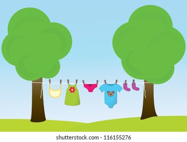 Baby clothes on the clothesline