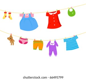 Baby Clothes On A Clothesline