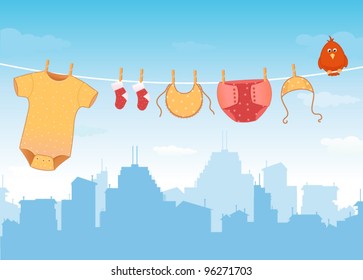 Baby clothes on clothesline